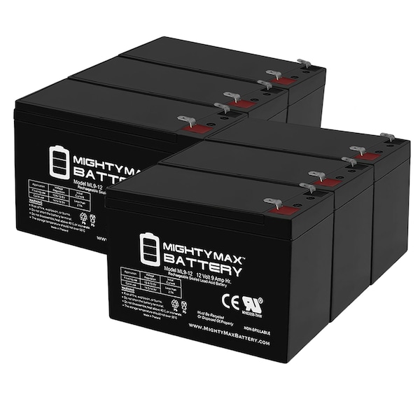 Mighty Max Battery 12V 9Ah SLA Battery for Doorking 1835 Access Control System - 6 Pack ML9-12MP6113841141